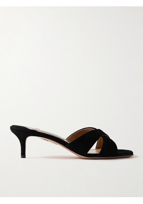 Aquazzura - Divine 50 Suede Mules - Black - IT35,IT35.5,IT36,IT36.5,IT37,IT37.5,IT38,IT38.5,IT39,IT39.5,IT40,IT40.5,IT41,IT41.5,IT42