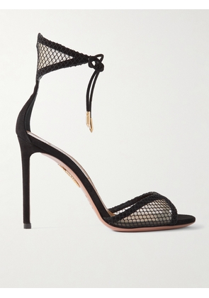 Aquazzura - Wicked 105 Suede-trimmed Mesh Sandals - Black - IT35,IT36,IT36.5,IT37,IT37.5,IT38,IT38.5,IT39,IT39.5,IT40,IT41,IT42