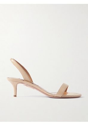 Aquazzura - So Nude 50 Snake-effect Leather Slingback Sandals - Neutrals - IT35,IT35.5,IT36,IT36.5,IT37,IT37.5,IT38,IT38.5,IT39,IT39.5,IT40,IT40.5,IT41,IT41.5,IT42