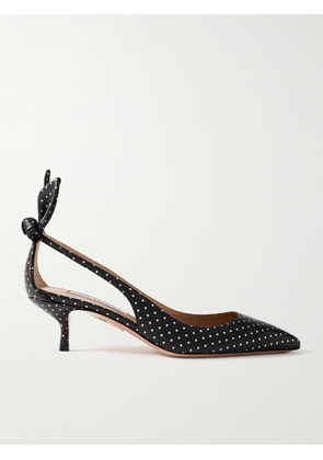 Aquazzura - Bow Tie 50 Metallic Polka-dot Leather Pumps - Black - IT36,IT36.5,IT37,IT37.5,IT38,IT38.5,IT39,IT39.5,IT40,IT40.5,IT41,IT42