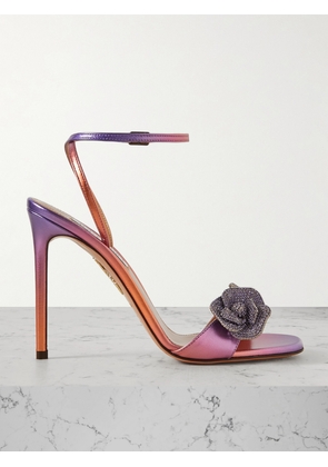 Aquazzura - Crystal Orchid 105 Crystal-embellished Appliquéd Dégradé Metallic Leather Sandals - Multi - IT36,IT36.5,IT37,IT37.5,IT38,IT38.5,IT39,IT39.5,IT40