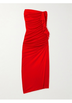 AZ FACTORY - Off-the-shoulder Ruffled Jersey Midi Dress - Red - FR 34,FR 36,FR 38,FR 40,FR 42