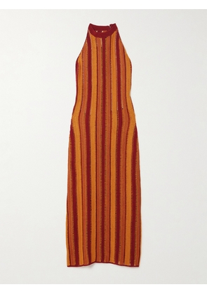 ESCVDO - Striped Crocheted Cotton Midi Dress - Orange - x small,small,medium,large