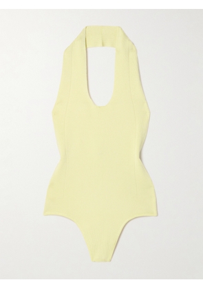KHAITE - Toto Stretch-knit Halterneck Bodysuit - Yellow - x small,small,medium,large,x large
