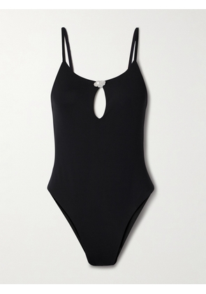 Sara Cristina - Pearl-embellished Cutout Swimsuit - Black - x small,small,medium,large,x large