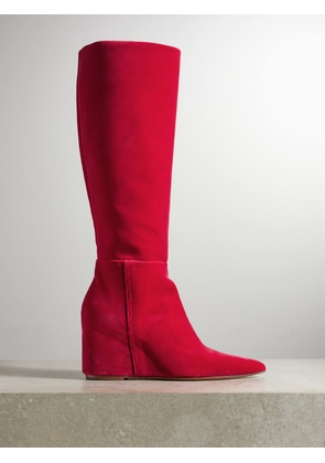 Gabriela Hearst - Remedios Velvet Wedge Knee Boots - Red - IT36.5,IT37,IT38,IT38.5,IT39,IT39.5,IT40,IT40.5,IT41
