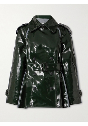 JW Anderson - Double-breasted Belted Canvas-trimmed Coated-twill Jacket - Green - UK 14