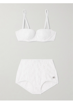 Dolce & Gabbana - Broderie Anglaise Underwired Bikini - White - 1,2,3,4,5