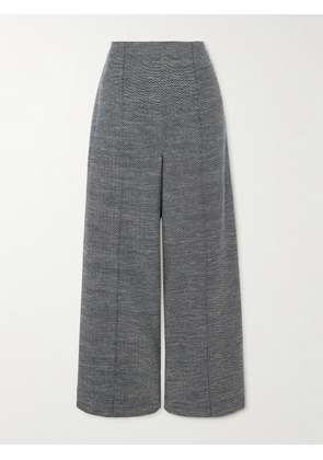 Emilia Wickstead - Daffy Pleated Cotton-blend Jacquard Wide-leg Pants - Blue - UK 6,UK 8,UK 10,UK 12,UK 14,UK 16