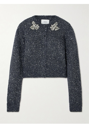 Erdem - Cropped Embellished Sequined Alpaca-blend Cardigan - Black - x small,small,medium,large,x large