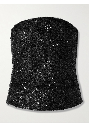 Isabel Marant - Aviana Strapless Sequined Metallic Tulle Top - Black - 01,2