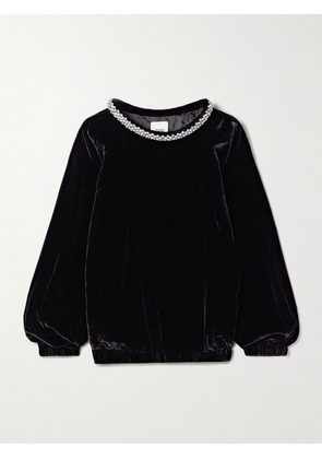 Isabel Marant - Bertina Crystal-embellished Velvet Top - Black - FR 34,FR 36,FR 38,FR 40,FR 42,FR 44