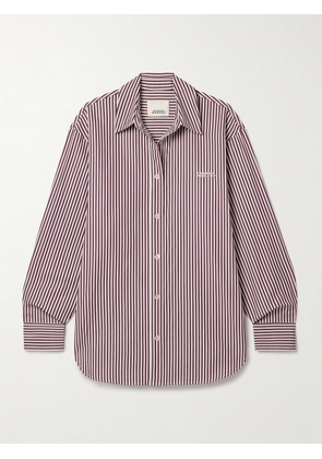 Isabel Marant - Fabriza Embroidered Striped Cotton-poplin Shirt - Burgundy - FR 34,FR 36,FR 38,FR 40,FR 42,FR 44