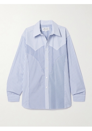 Maison Margiela - Paneled Striped Cotton-poplin Shirt - Blue - IT36,IT38