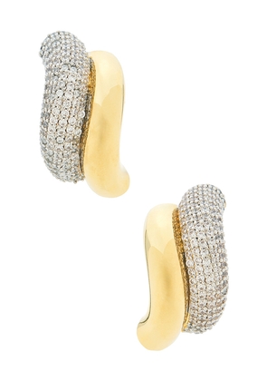 Eddie Borgo PavÃ© Two Tone Torsade Stud Earrings in Metallic Silver, Metallic Gold.