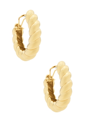 Eddie Borgo Torsade Hoop Earrings in Metallic Gold.