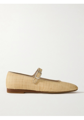 Le Monde Béryl - Grosgrain-trimmed Raffia Mary Jane Ballet Flats - Neutrals - IT35,IT36,IT36.5,IT37,IT37.5,IT38,IT38.5,IT39,IT39.5,IT40,IT41,IT42