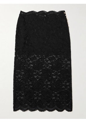 RABANNE - Scalloped Lace Midi Skirt - Black - FR 34,FR 36,FR 38,FR 40,FR 42,FR 44