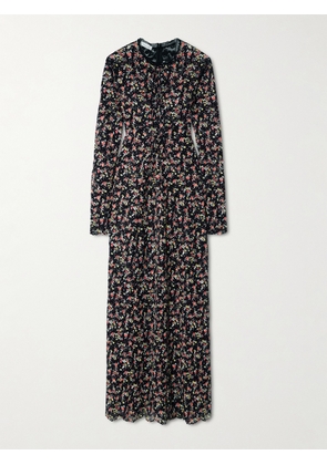 RABANNE - Pintucked Embroidered Lace Maxi Dress - Black - FR 36,FR 38,FR 40