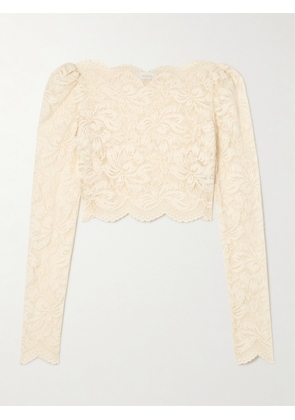 RABANNE - Scalloped Cropped Lace Top - White - FR 34,FR 36,FR 38,FR 40,FR 42,FR 44