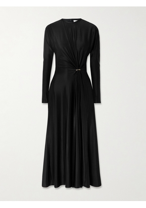 RABANNE - Gathered Ring-embellished Stretch-jersey Gown - Black - FR 34,FR 36,FR 38,FR 40,FR 42