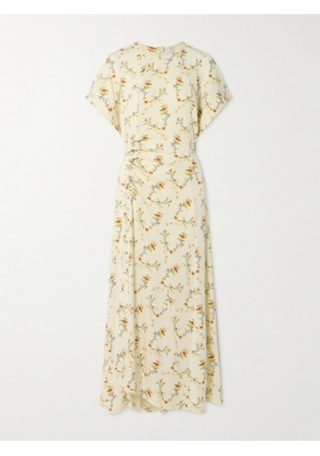 RABANNE - Embellished Floral-print Stretch-satin Maxi Dress - Yellow - FR 34,FR 36,FR 38,FR 40,FR 42,FR 44