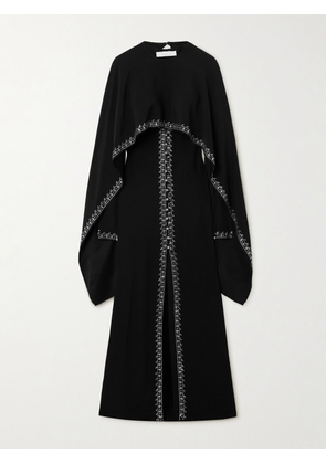 RABANNE - Convertible Cape-effect Studded Satin-crepe Maxi Dress - Black - FR 34,FR 36,FR 38,FR 40