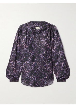 Isabel Marant - Muriel Draped Printed Satin-jacquard Shirt - Purple - FR 34,FR 36,FR 38,FR 40,FR 42,FR 44