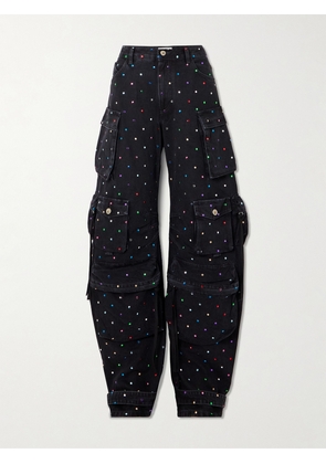 The Attico - Fern Embellished Low-rise Wide-leg Cargo Jeans - Black - 25,26,27,28,29,30