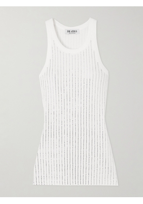 The Attico - Crystal-embellished Ribbed Cotton-jersey Tank - White - IT36,IT38,IT40,IT42,IT44,IT46