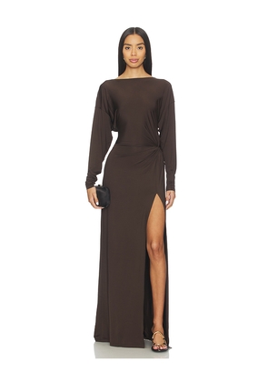 EAVES Ingrid Gown in Brown. Size L. Also in XXS, XS, S, M.