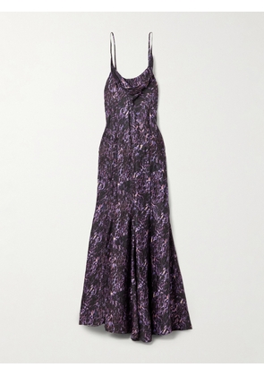 Isabel Marant - Manelia Draped Printed Fil Coupé Maxi Dress - Purple - FR 34,FR 36,FR 38,FR 40,FR 42,FR 44