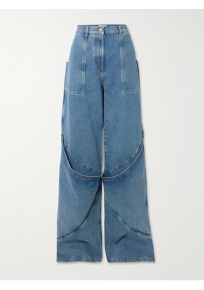 The Attico - Layered Paneled High-rise Wide-leg Jeans - Blue - 24,25,26,27,28,29,30