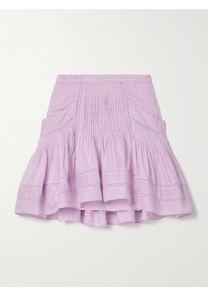 Marant Étoile - Giuliani Crochet-trimmed Pintucked Cotton-voile Mini Skirt - Purple - FR 34,FR 36,FR 38,FR 40,FR 42