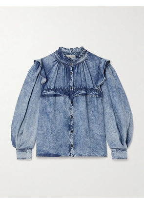 Marant Étoile - Idety Ruffled Lenzing™ Lyocell Chambray Shirt - Blue - FR 32,FR 34,FR 36,FR 38,FR 40,FR 42,FR 44