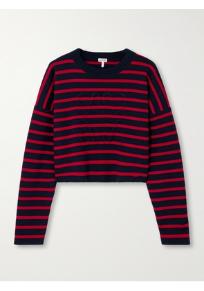 LOEWE - Cropped Oversized Striped Jacquard-knit Wool-blend Sweater - Red - x small,small,medium,large