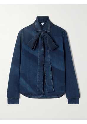 LOEWE - Pussy-bow Denim Shirt - Blue - FR 32,FR 34,FR 36,FR 38,FR 40,FR 42,FR 44