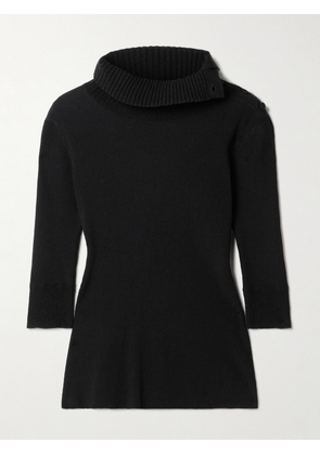 Proenza Schouler White Label - Daxton Button-embellished Ribbed-knit Turtleneck Sweater - Black - x small,small,medium,large