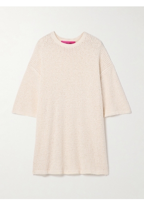 The Elder Statesman - Selerino Oversized Open-knit Mulberry Silk T-shirt - Off-white - x small,small,medium,large