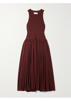 16ARLINGTON - Axar Pleated Jersey Midi Dress - Burgundy - UK 6,UK 8,UK 10,UK 12