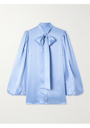 Dolce & Gabbana - Pussy-bow Silk-satin Shirt - Blue - IT36,IT38,IT40,IT42,IT44,IT46,IT48,IT50