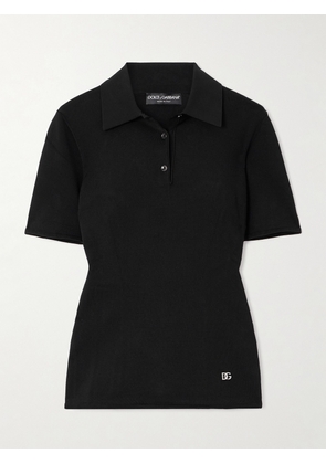 Dolce & Gabbana - Appliquéd Jersey Polo Shirt - Black - IT36,IT38,IT40,IT42,IT44,IT46,IT48,IT50