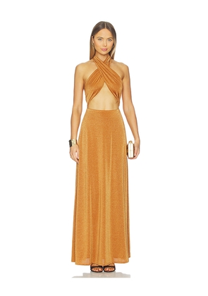 AFRM Kendrick Sparkle Dress in Metallic Bronze, brown. Size L. Also in S, XXS, XS, M, XL, XXL.