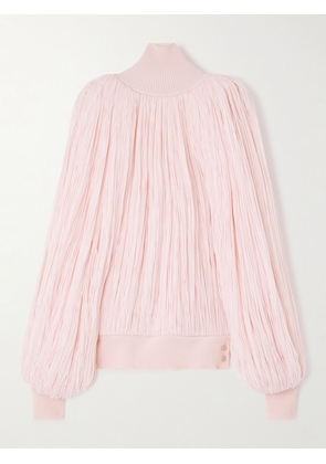 Alaïa - Turtleneck Fringed Wool-blend Top - Pink - FR 34,FR 36,FR 38,FR 40,FR 42