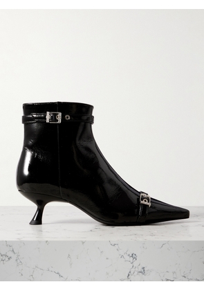 GANNI - Buckled Vinyl Point-toe Ankle Boots - Black - IT36,IT37,IT38,IT39,IT40,IT41,IT42