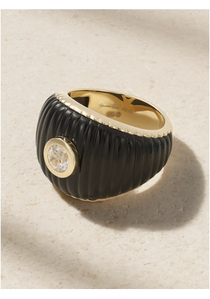 Yvonne Léon - Bague 9-karat Gold, Onyx And Topaz Ring - Black - 6,7