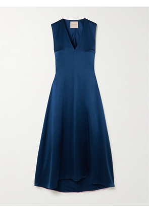 Roksanda - Nuria Twisted Silk-satin Midi Dress - Blue - UK 6,UK 8,UK 10,UK 12,UK 14,UK 16