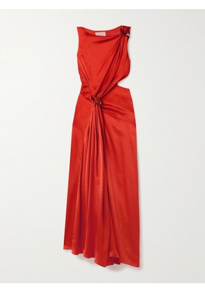 Roksanda - Fauna Cutout Embellished Gathered Silk-satin Maxi Dress - UK 4,UK 6,UK 8,UK 10,UK 12,UK 14