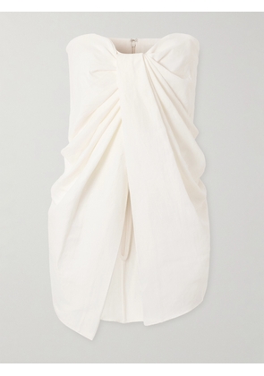 TOVE - Tuiren Strapless Gathered Stretch Linen And Cotton-blend Tunic - White - FR 34,FR 36,FR 38,FR 40
