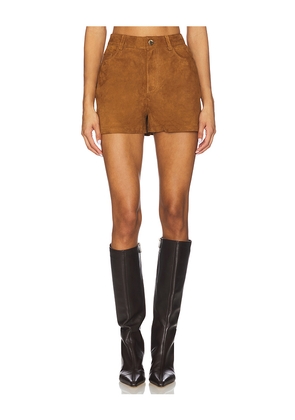 CAMI NYC Travis Suede Short in Cognac. Size 0. Also in 00, 2, 4, 6, 8, 10, 12.